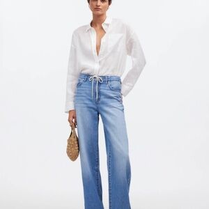 Petite Superwide-Leg Jeans in Hambley Wash: Drawstring Edition